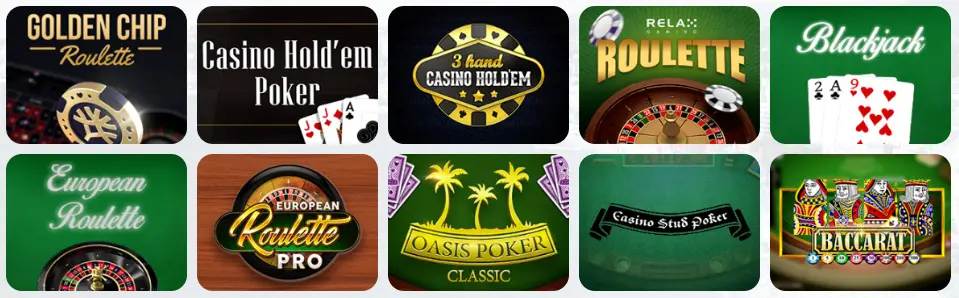 Table games at BETMASTER CASINO